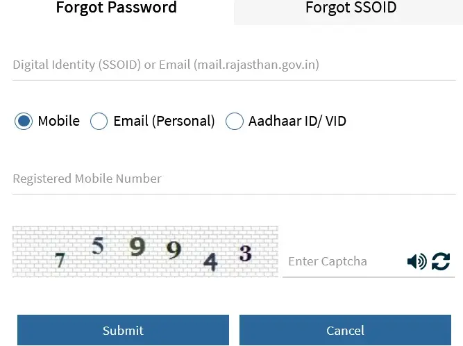 recover sso id password through mobile