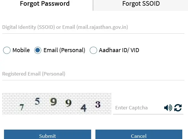 recover sso id password through portal